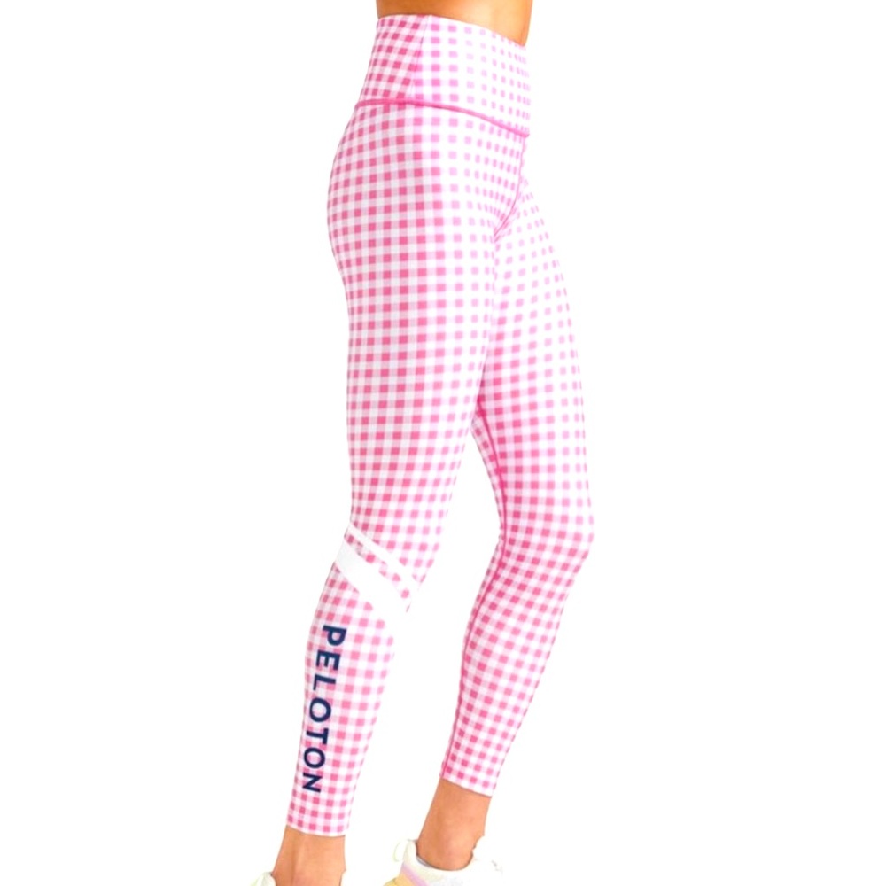 Peloton Pink Gingham Leggings- XL